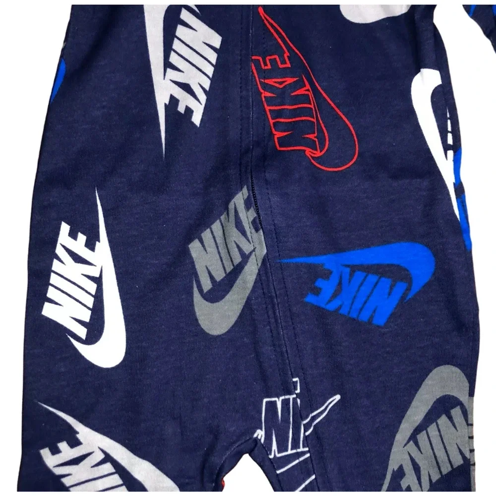 Nike Footed Pajamas Convertible Hand Mits Baby Zip Sleepwear Size 6 Months New